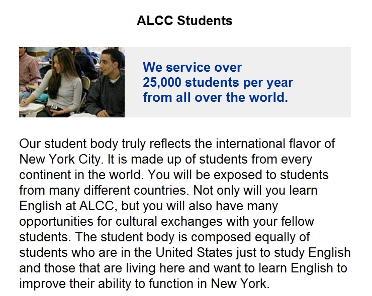 [미국어학연수][뉴욕어학연수]ALCC 학비 저렴 어학원 - 학생들