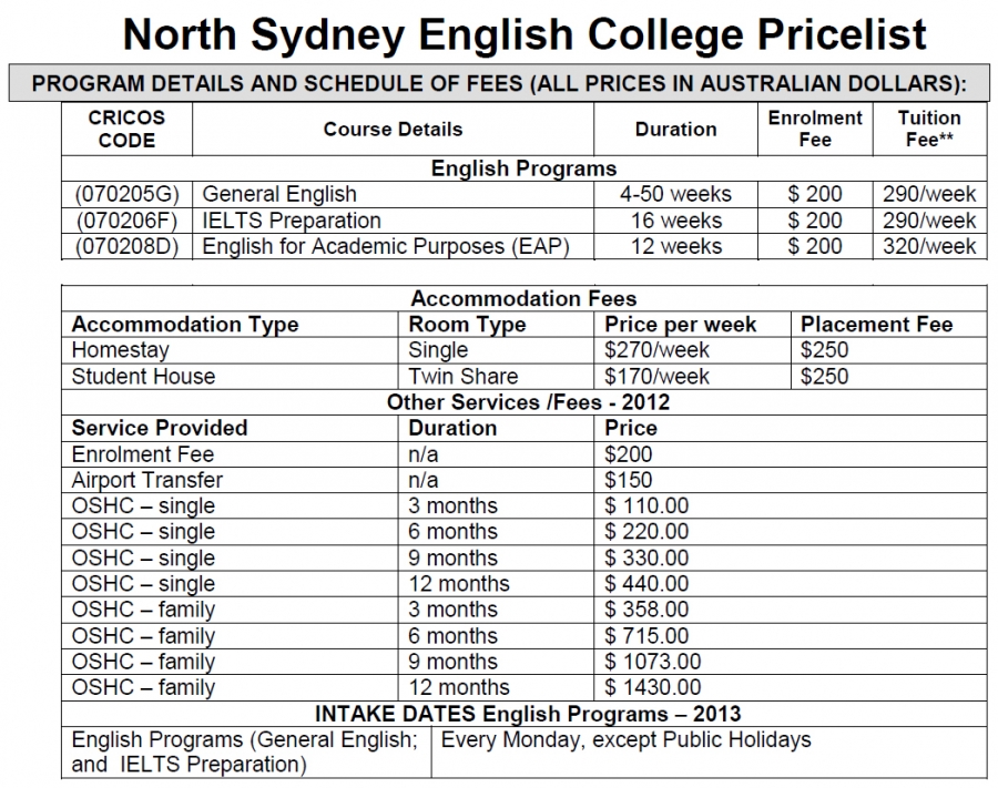 [호주 어학연수][시드니 어학연수] 시드니 NSEC 어학연수 - 어학연수 비용 저렴 - NSEC 영어 과정 연수 비용