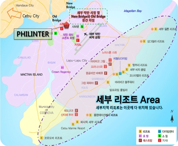 [필리핀 어학원] 세부 필인터 어학원 지도의 모습