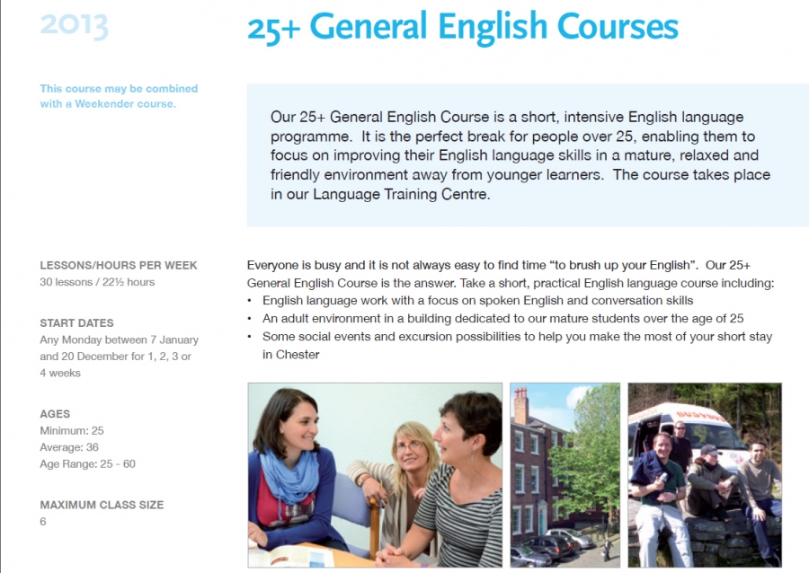 [영국 어학연수][영국 체스터 어학원][리버풀, 맨체스터 인근] 잉글리쉬 인 체스터 - 25+ General English Courses